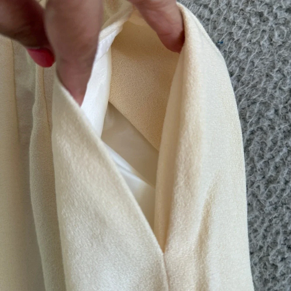Christian Dior Vintage Wool Suit sz 16 Cream Double Breast Gold Crest Buttons